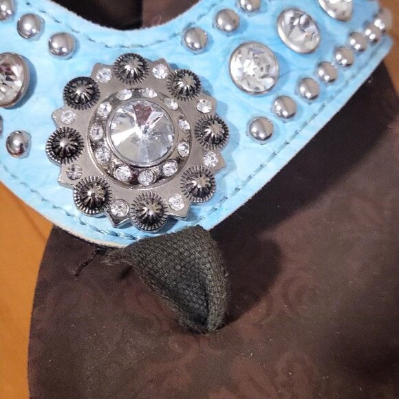 Leather Blinged out Sandals - Picture 4 of 5